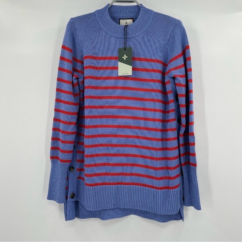 Tuckernuck Starboard Blue Bar Harbor Striped Sweater sz S 100% Cotton Crew